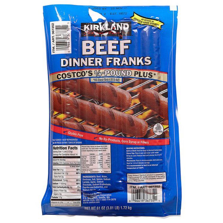 Beef Dinner Franks (14 ct) 3.8 lbs AF Only